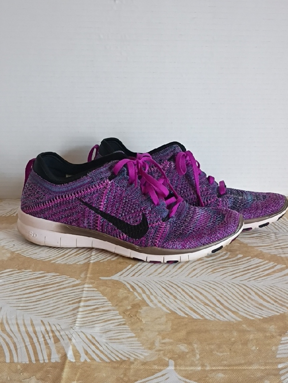 NIKE FREE Flyknit Running Shoes  5.O Rare Multi Purple Colorwave